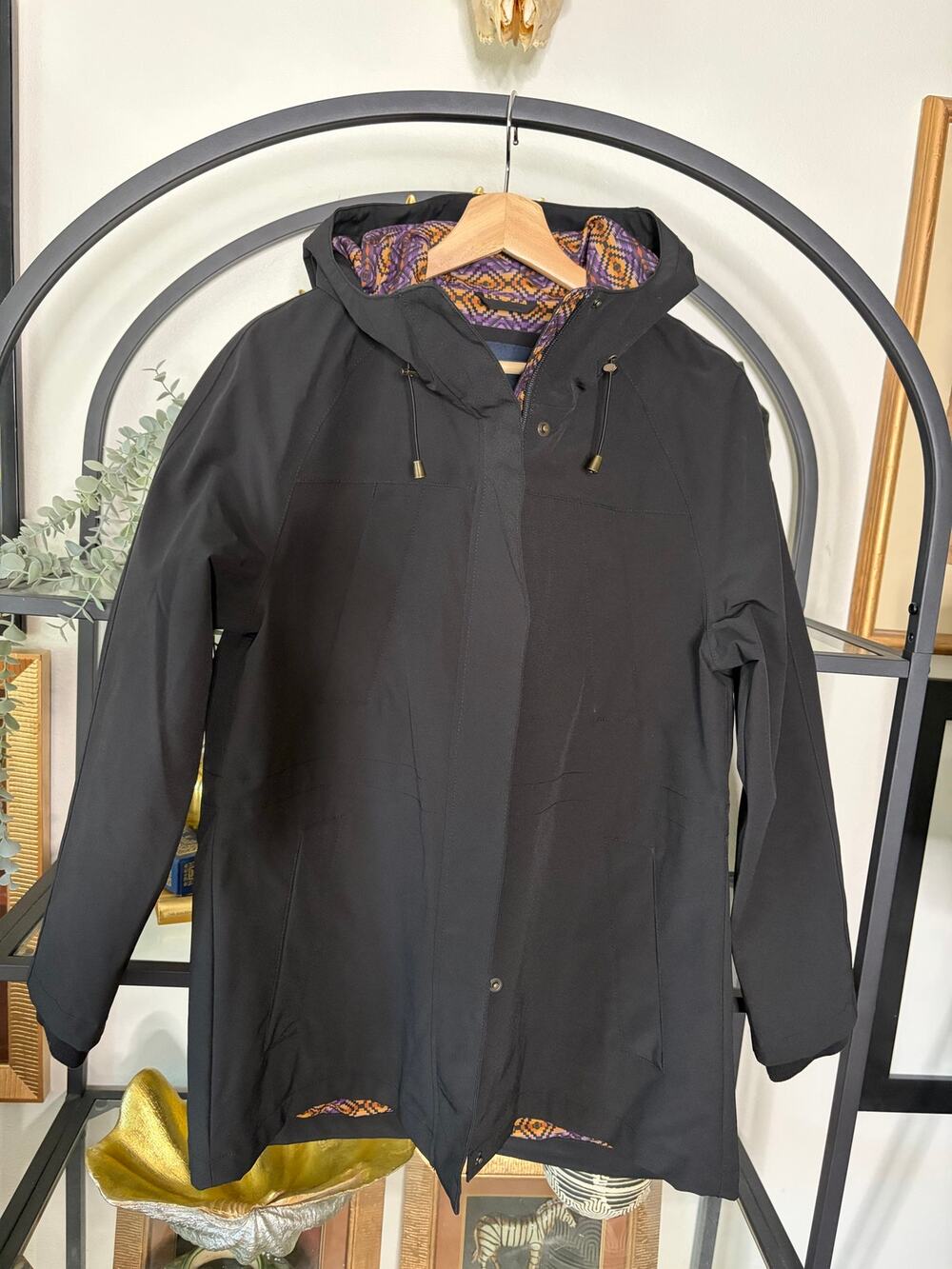 Pendleton Women’s Small Black Hooded Rain Jacket Southwestern Lined